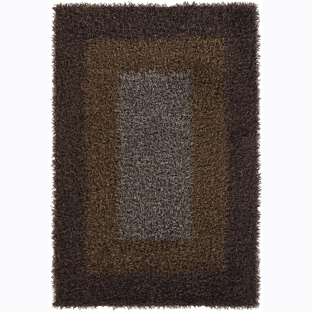 Handwoven Mandara Brown/gold/taupe Shag Rug (5 X 76)