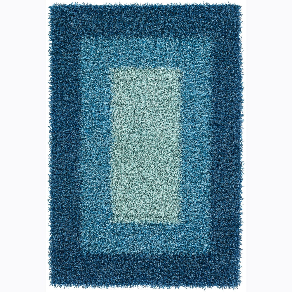 Hand woven Mandara Casual Blue Shag Rug (5 X 76)