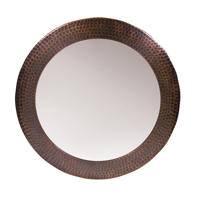 Shop Hammered Copper Round Mirror Free Shipping Today Overstock Com   Hammered Copper Round Mirror L14014926 