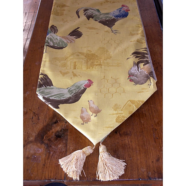 RLF Home Rooster Strut Yolk Tasseled Table Runner