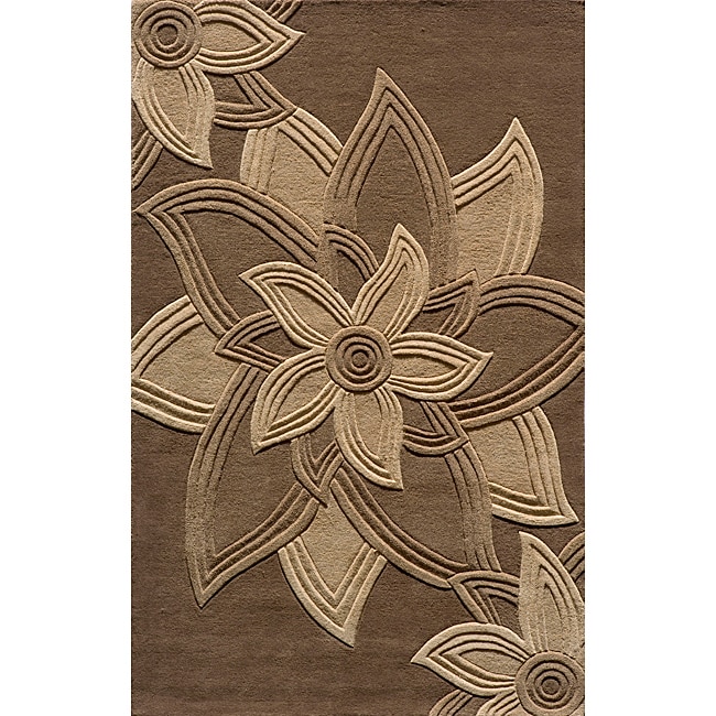 Hand tufted Lotus Mocha Wool Rug (5 X 8)