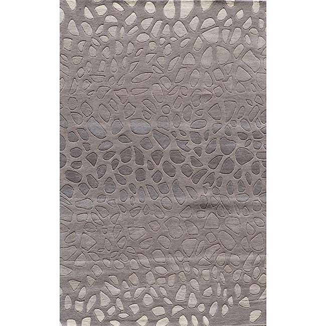 Hand tufted Metropolitan Stones Silver Wool Rug (5 X 8)