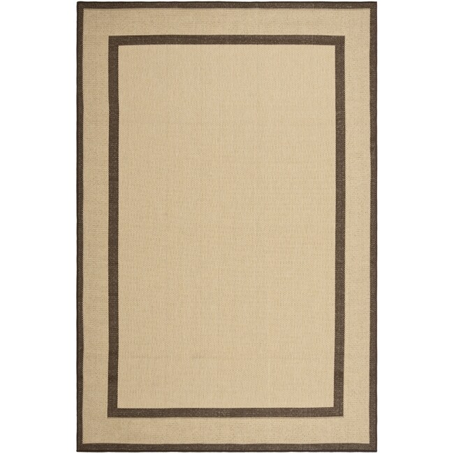Safavieh Courtyard Border Natural/ Chocolate Indoor/ Outdoor Rug Set - 1' x 1'
