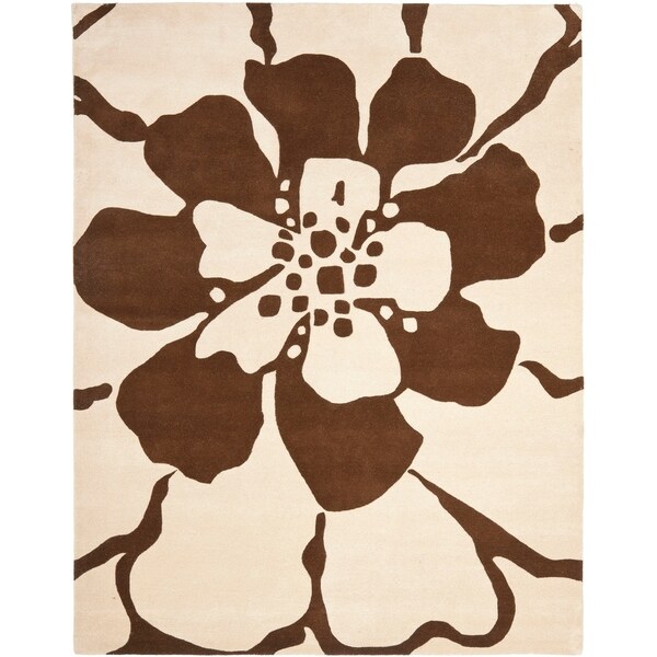 Safavieh Handmade New Zealand Wool Endless Beige Rug - 7'-6" x 9'-6"