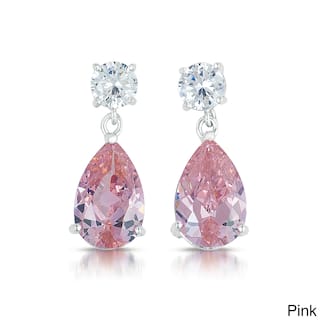 Pink Cubic Zirconia Earrings Online At Our Best Collette Z Sterling Silver Colored And Clear Cz Earrings