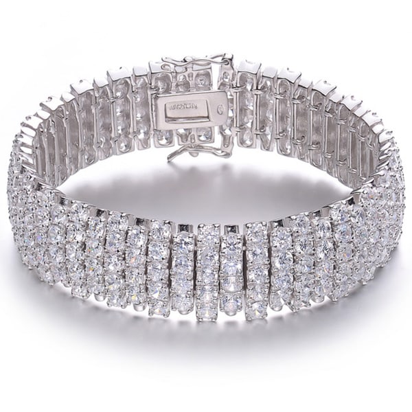 Collette Z Sterling Silver Clear Cubic Zirconia 4-row Tennis Bracelet