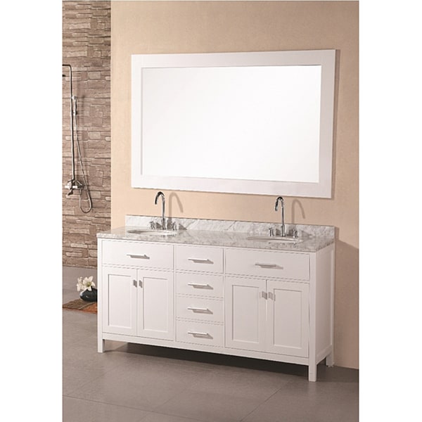 Shop Design Element 61 inch Solid Wood Pearl White Marble Transitional ...