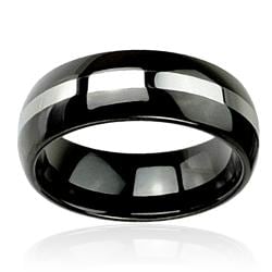 Men's Scratch Resistant Tungsten Carbide Two Tone Black Plated Ring (8 mm) Men's Rings