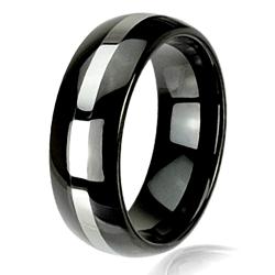 Men's Scratch-Resistant Tungsten Carbide Two-Tone Black-Plated Ring (8 mm)