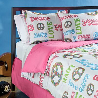 Peace Time Queen-size 4-piece Comforter Set - Pink/White