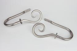 InStyleDesign Curve Curtain Holdbacks (Set of 2) - n/a - Nickel Finish/Satin/Grey Finish - satin nickel