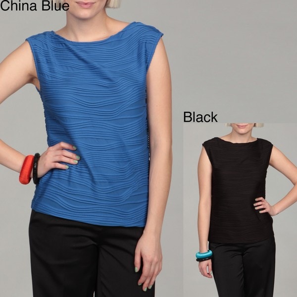 Evan Picone Women's Shutter Pleated Top Evan Picone Sleeveless Shirts