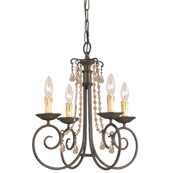 Crystorama Soho Collection 4-light Dark Rust/ Crystal Chandelier
