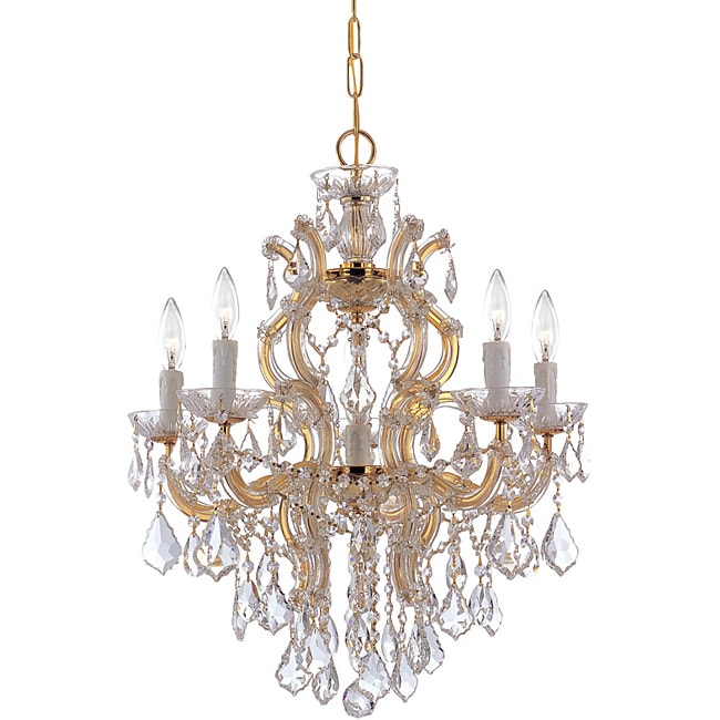 Crystorama Maria Theresa 5 light Polished Gold Chandelier