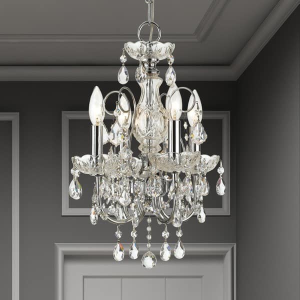 slide 2 of 2, Imperial 4-light Polished Chrome/ Crystal Chandelier