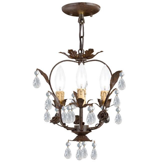 Paris Flea Market 3-light Dark Rust/ Crystal Chandelier - Dark Rust