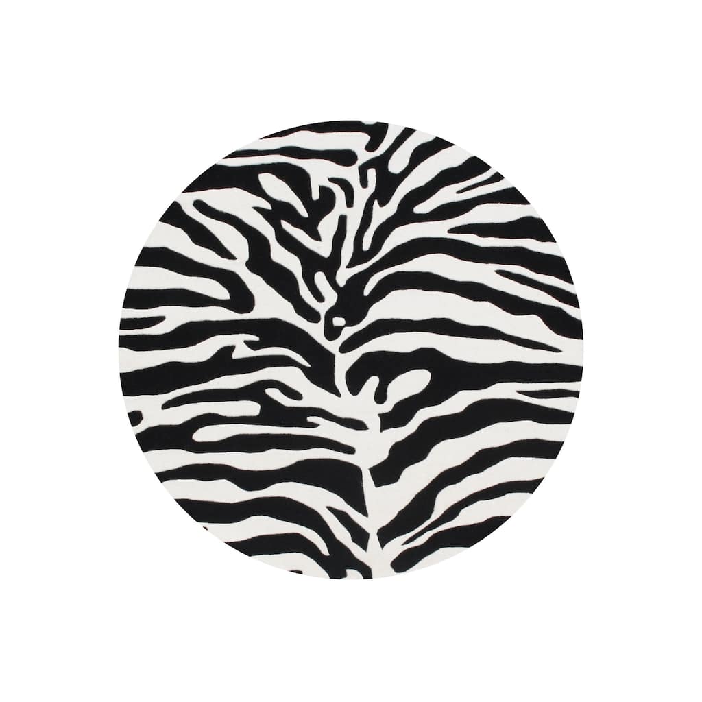 Alliyah Handmade Black New Zealand Blend Wool Rug - 6' x 6' Round