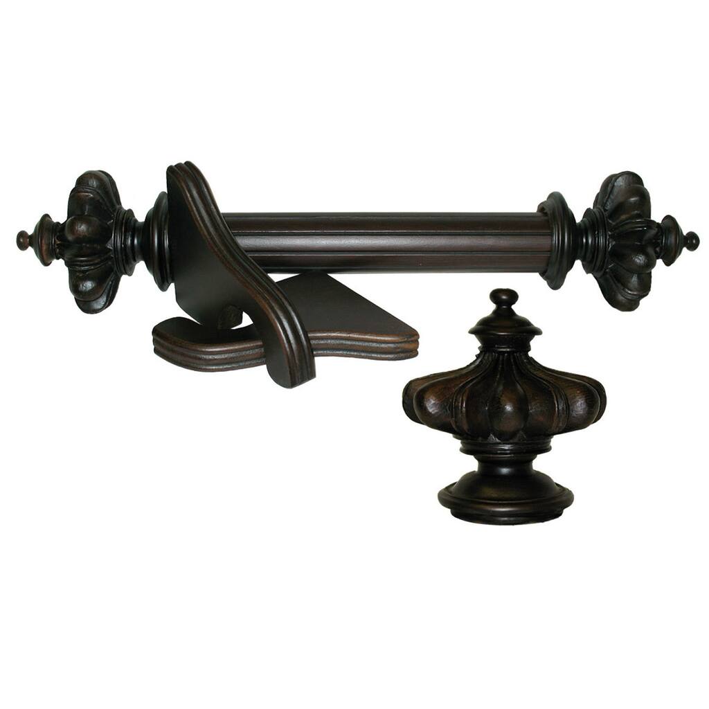 Istanbul English Walnut Wood Curtain Rod Set