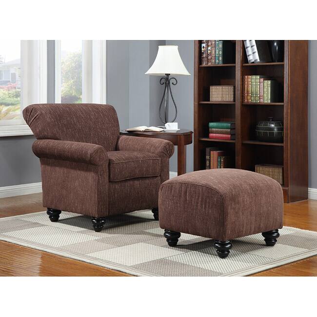 Portfolio Capri Brown and Carmel Woven Arm Chair and Ottoman