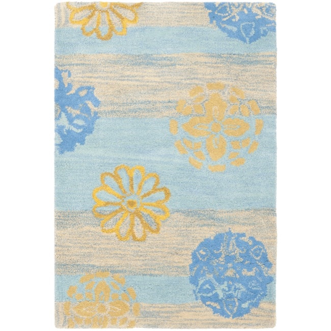 Handmade Eternity Blue New Zealand Wool Rug (2 X 3)