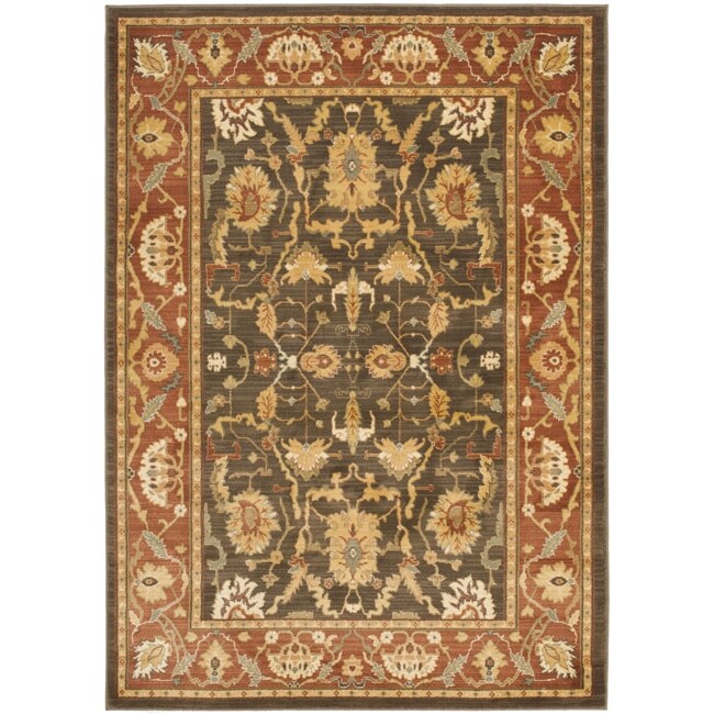 Oushak Traditional Brown/rust Powerloomed Rug (4 X 57)