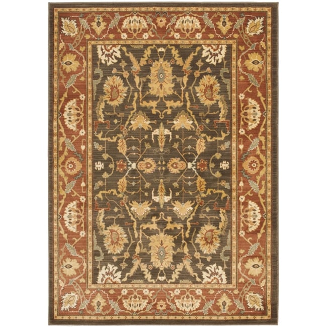 Oushak Brown/rust Powerloomed Area Rug (53 X 76)