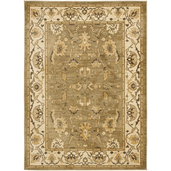 Oushak Green/cream Powerloomed Area Rug (4 X 57)