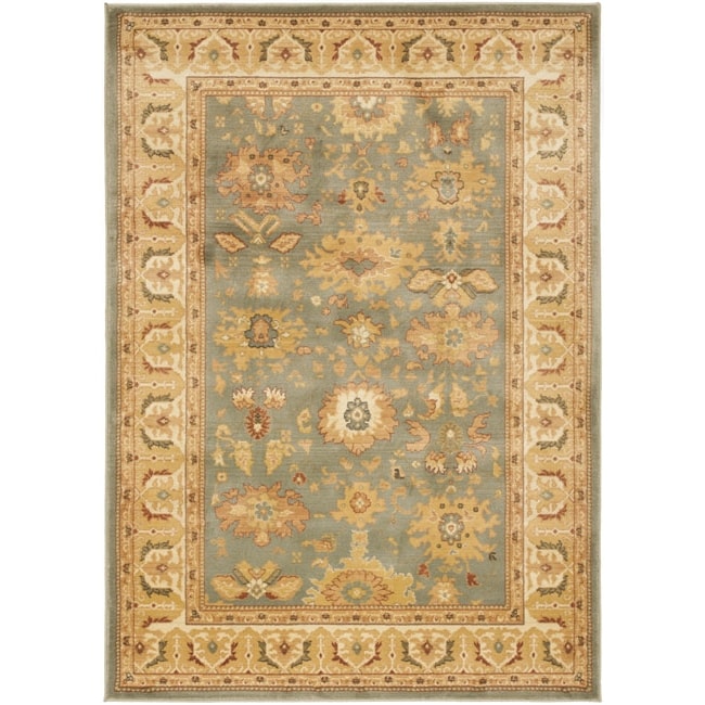 Oushak Blue/cream Powerloomed Indoor Rug (4 X 57)