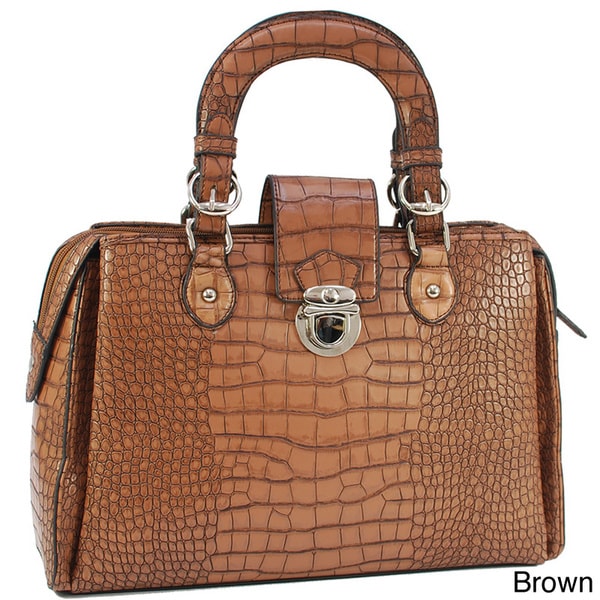 Shop Dasein Faux-leather Crocodile-embossed Extended-zipper Satchel ...