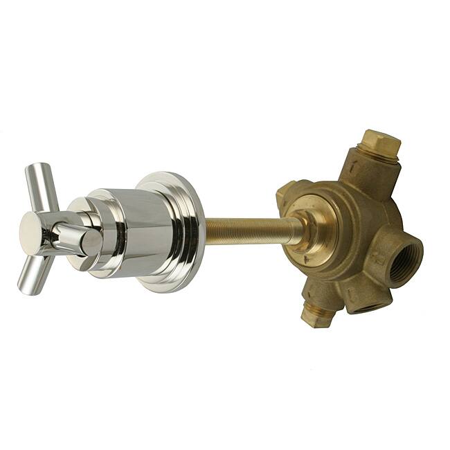 Westbrass 5-Port In Wall 3-Way Shower Diverter Valve with Cross Handle Polished Nickel