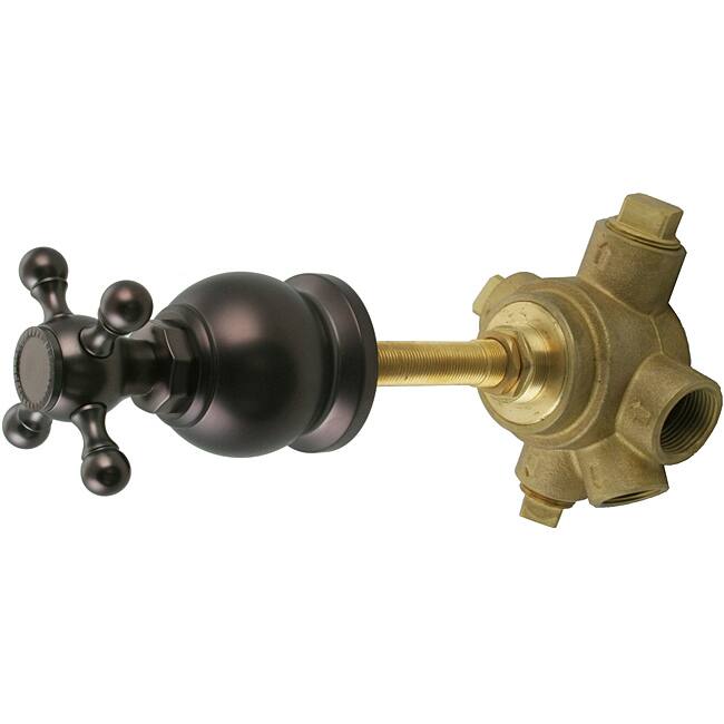 Westbrass 5-Port In Wall 3-Way Shower Diverter Valve with Cross Handle Oil rubbed Bronze