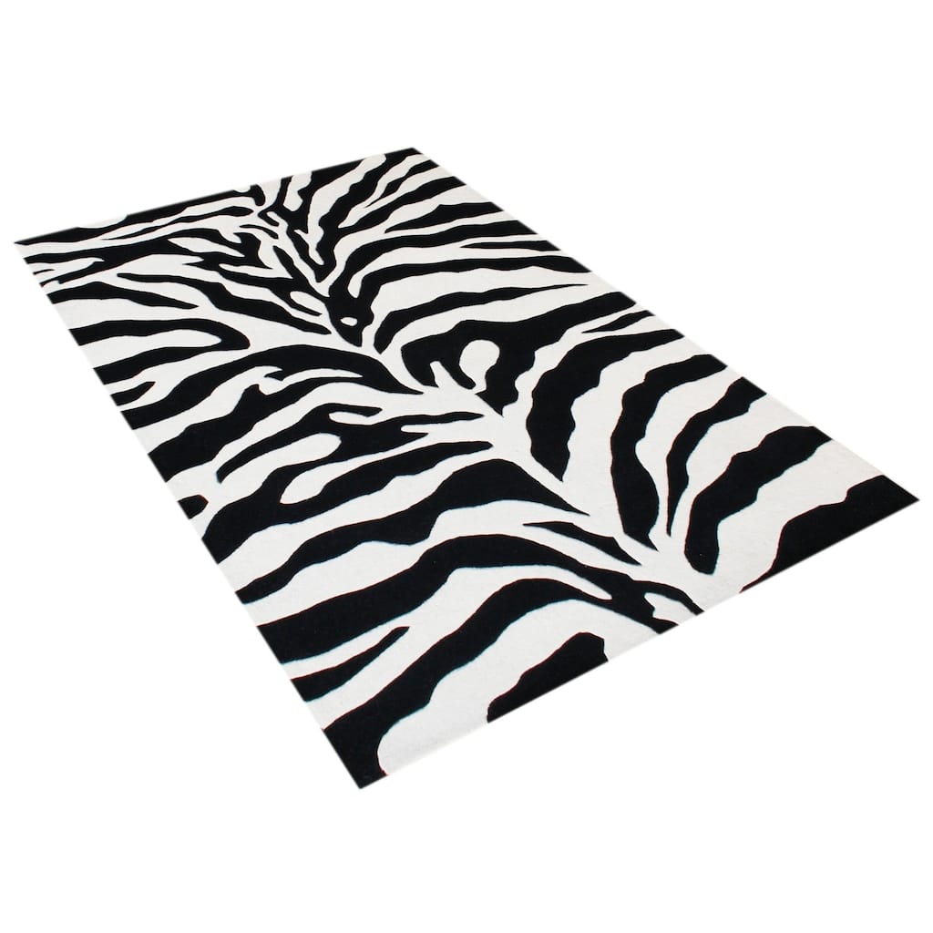 Alliyah Handmade Black New Zealand Blend Wool Rug (5' x 8') - 5' x 8'