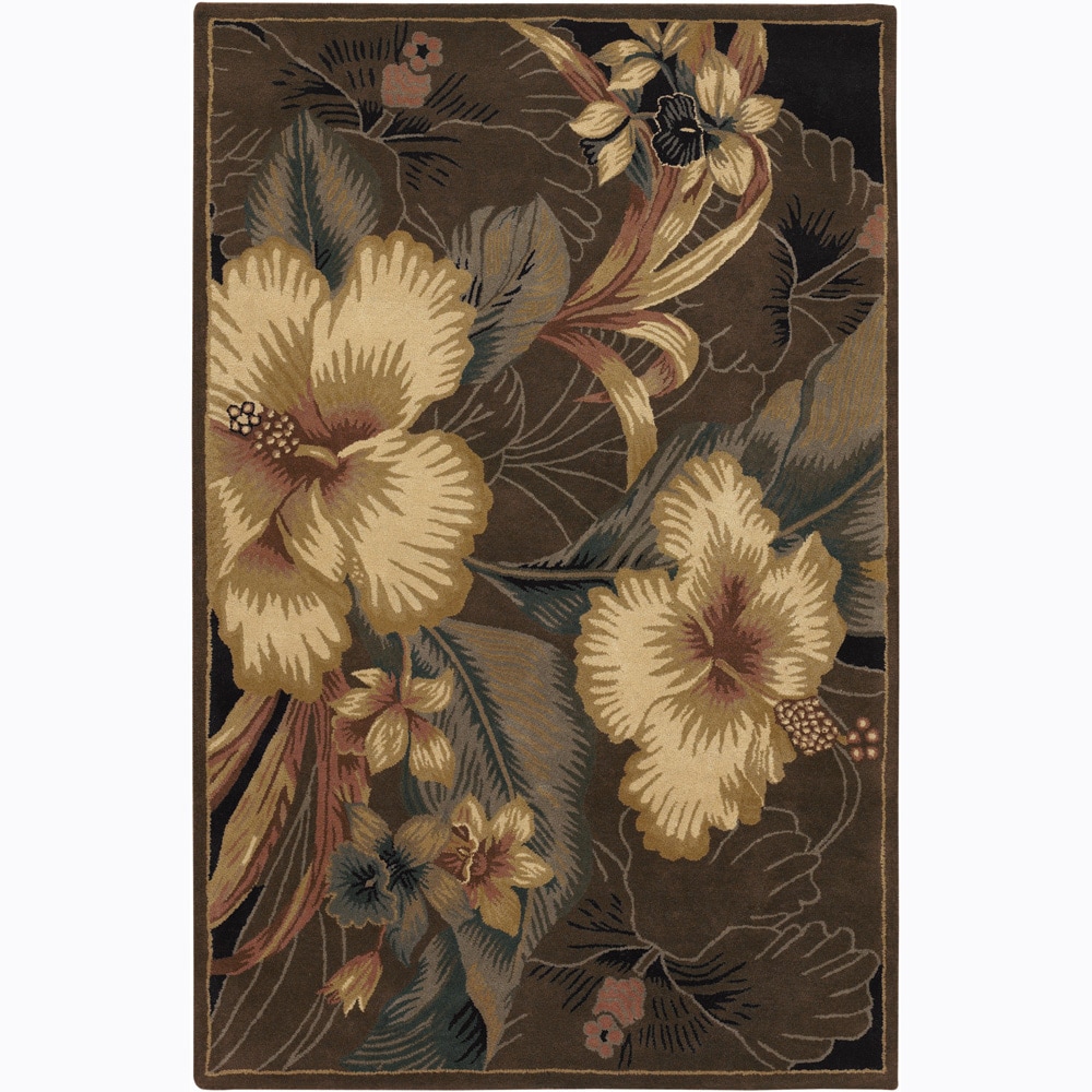 Hand tufted Mandara Beige Floral Area Rug (5 X 76)