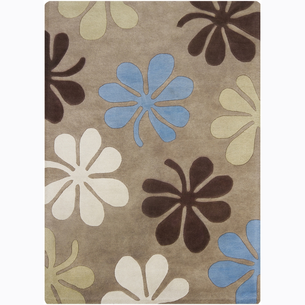 Hand tufted Mandara Taupe Wool Rug (5 X 7)