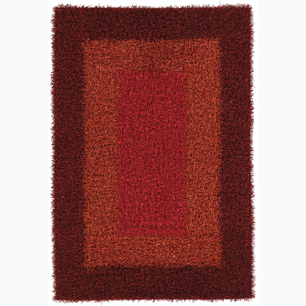 Handwoven Patterned Viscose Mandara Shag Rug (9 X 13)