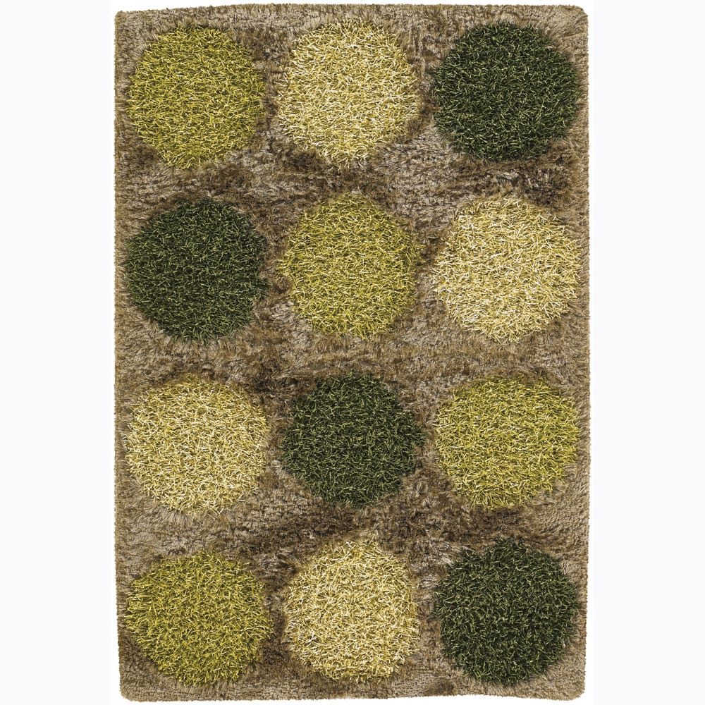 Handwoven Caramel/Green Dotted Mandara Shag Rug - 9' x 13'