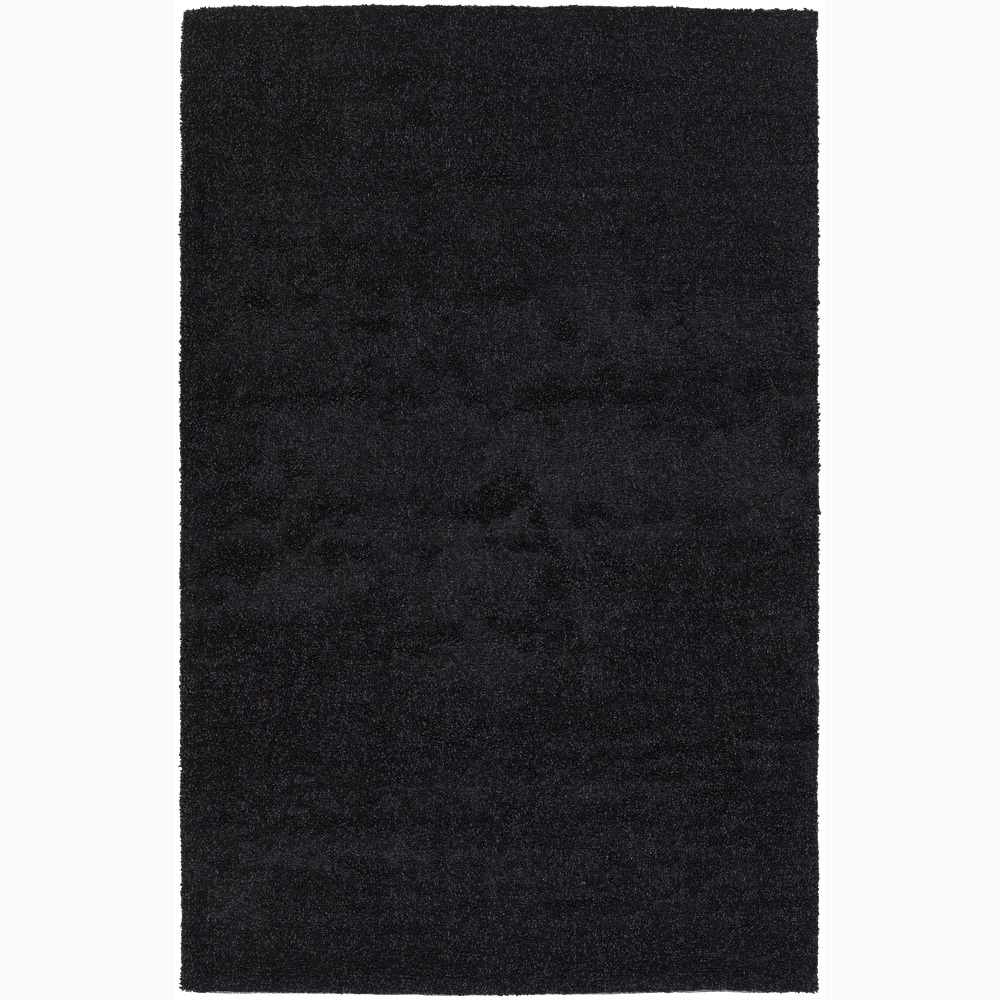 Hand woven Mandara Black Shag Rug (5 X 76)
