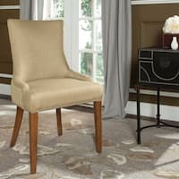 Safavieh Dining Becca Beige Viscose Walnut Finish Dining Chair