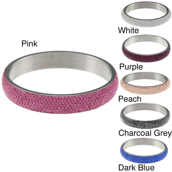 La Preciosa Stainless Steel Crystal Bangle Bracelet   14022398