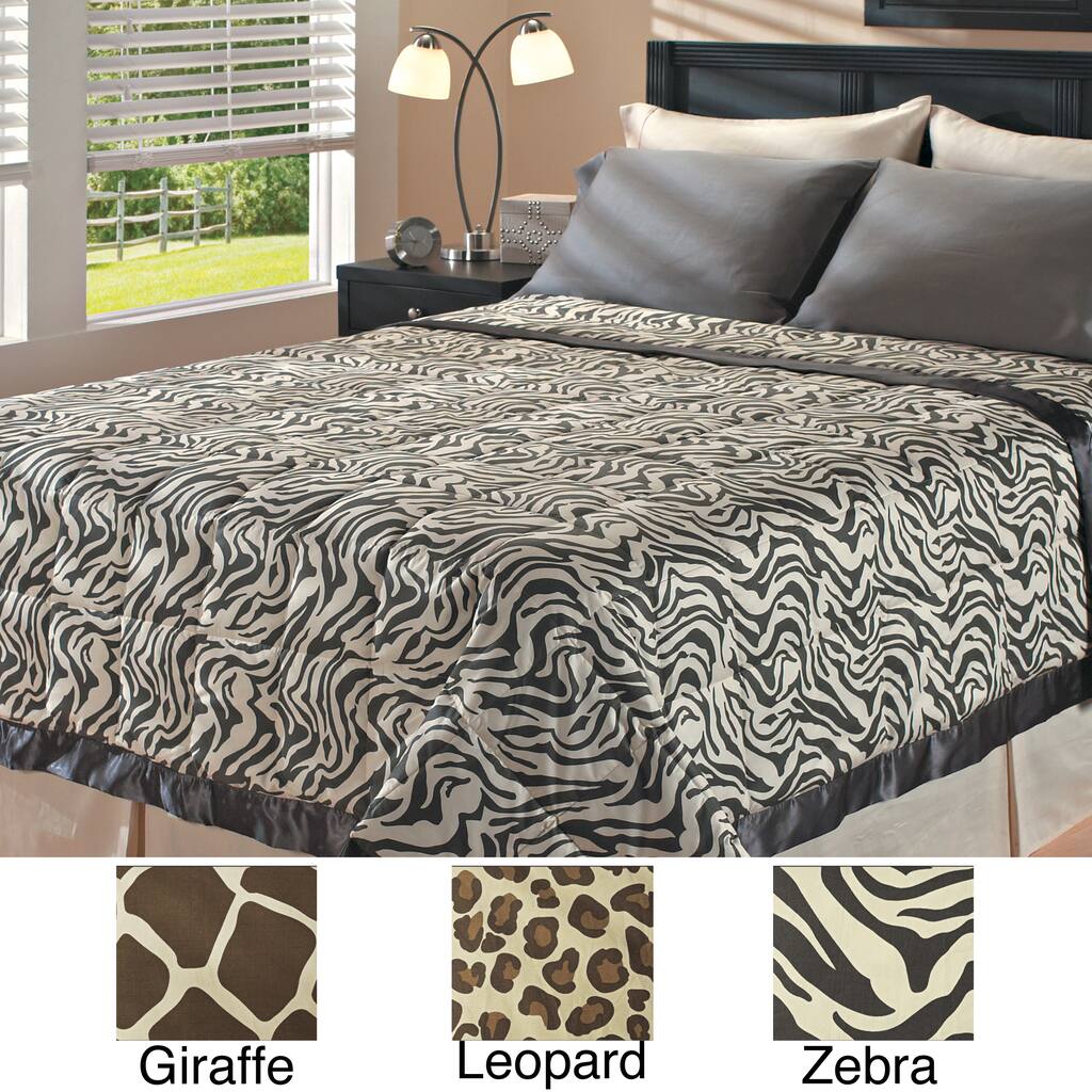 Animal Print 300-thread-count Cotton Blanket with Natural Down Fill