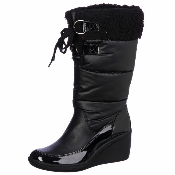 Shop AK Anne Klein Women's 'Rigatoni' Black Wedge Boots FINAL SALE ...