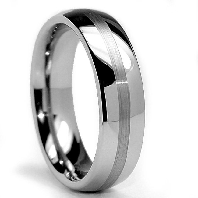 Men's Tungsten Carbide Men's Polished and Brushed Dome Ring (6 mm ...