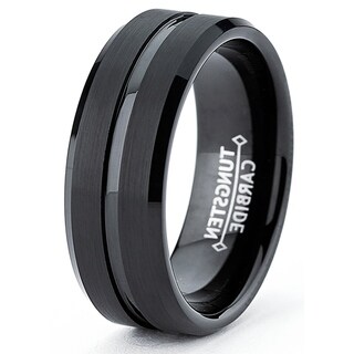 Shop Men's Tungsten Carbide Black Carbon Fiber Inlay Band (8 mm) - Free ...