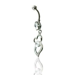Supreme Jewelry Stainless Steel 14G Cubic Zirconia Hanging Heart Belly Ring Supreme Jewelry & Accessories Belly Rings
