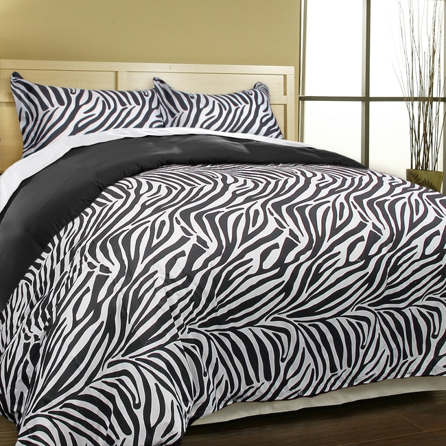 Super Soft Zebra Print Microfiber Down Alternative 3-piece Comforter Set