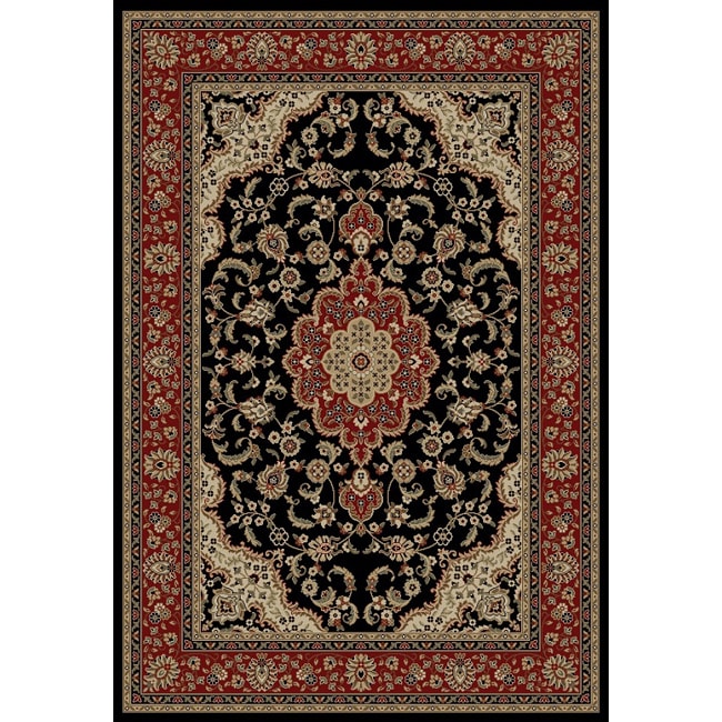 Medallion Kashan Black Area Rug (53 X 73)