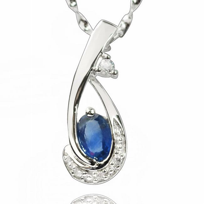 Shop De Buman Sterling Silver Sapphire and Cubic Zirconia Necklace - On ...
