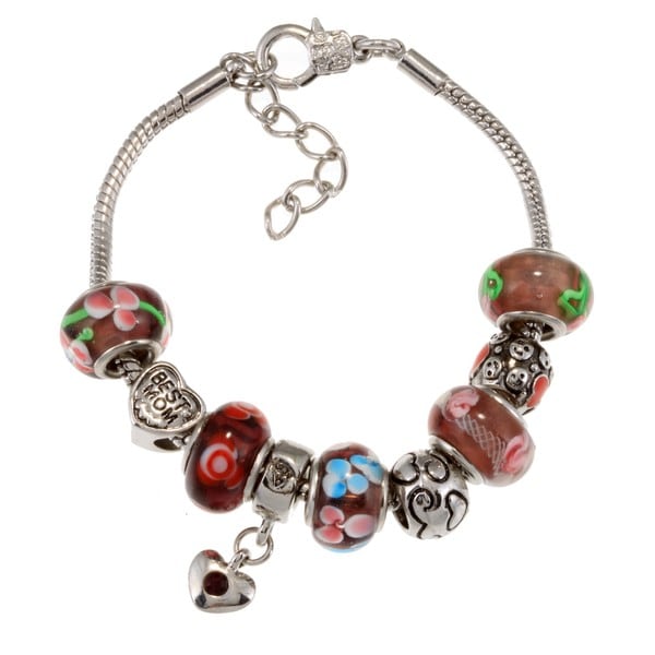 La Preciosa Silverplated Purple Glass Bead Charm Bracelet   14024198