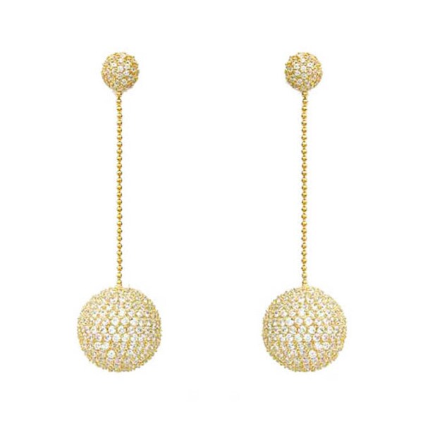 Shop Collette Z Gold over Silver Clear Cubic Zirconia Disco Ball Dangle ...