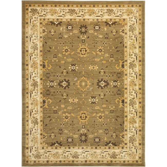 Oushak Green/ Cream Powerloomed Rug (8 X 11)